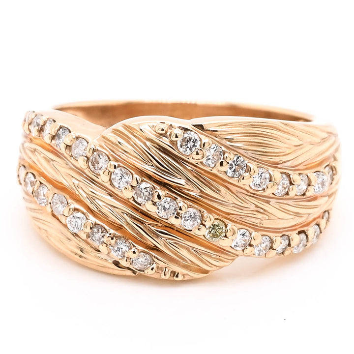 Graziella 14KT Yellow Gold 0.42CTW SI F-G Colour Diamond Celebration Ring - Size 7