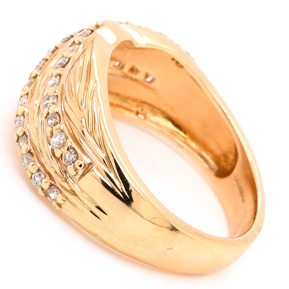 Graziella 14KT Yellow Gold 0.42CTW SI F-G Colour Diamond Celebration Ring - Size 7