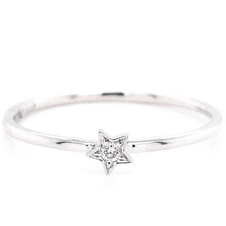 Graziella 14KT White Gold 0.02CT Star Ring - Size 6