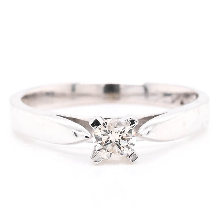 Graziella 14KT White Gold 0.20CT Round Diamond Solitaire Promise Ring - Size 6.25
