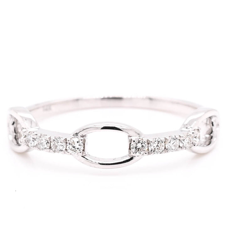 14KT White Gold 0.13CTW Diamond Link Ring.