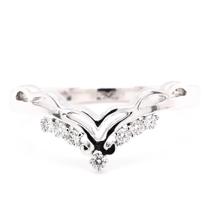 14KT White Gold 0.10CTW Diamond Curved Band.
