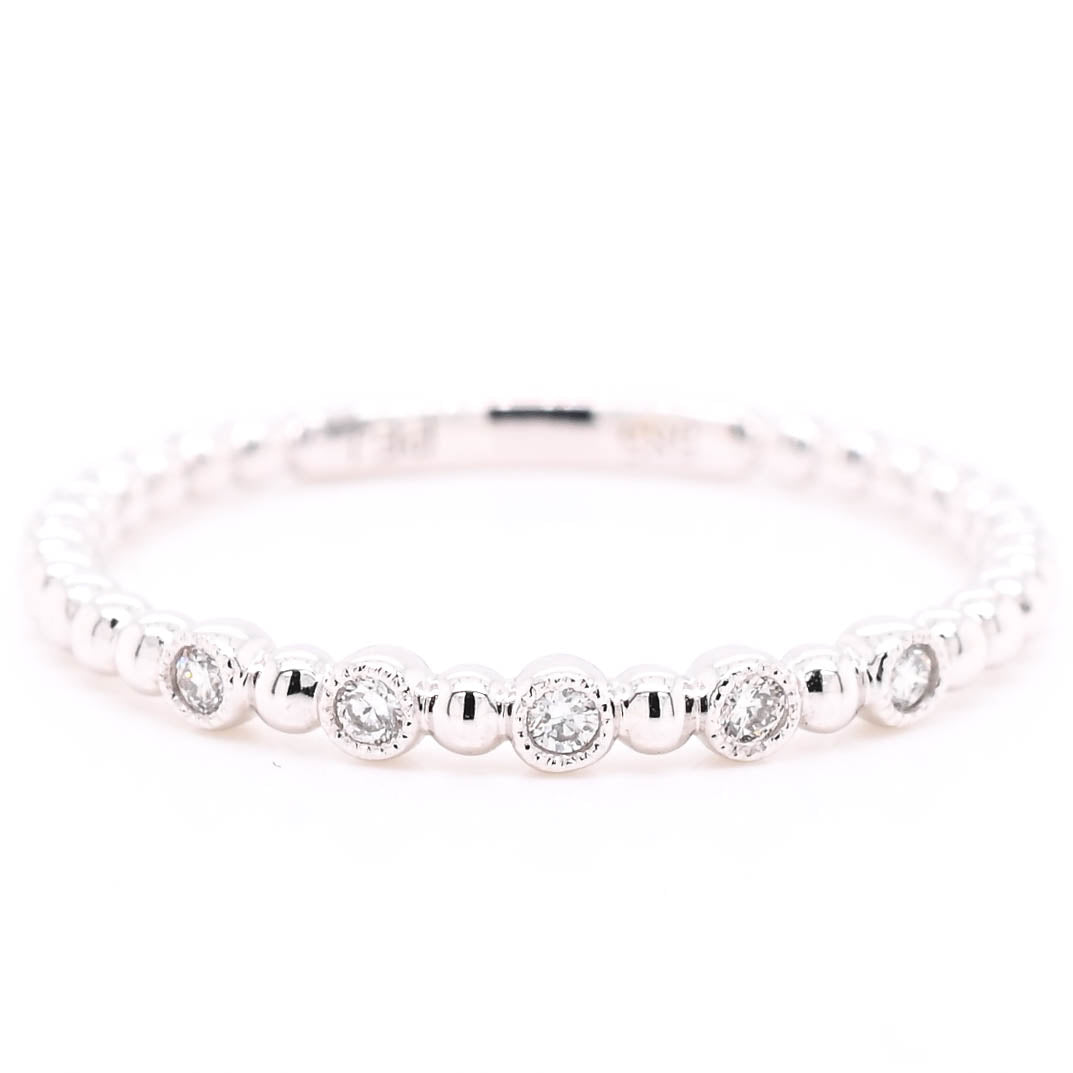 Graziella 14KT White Gold 0.05CTW Diamond Ring - Size 6.5