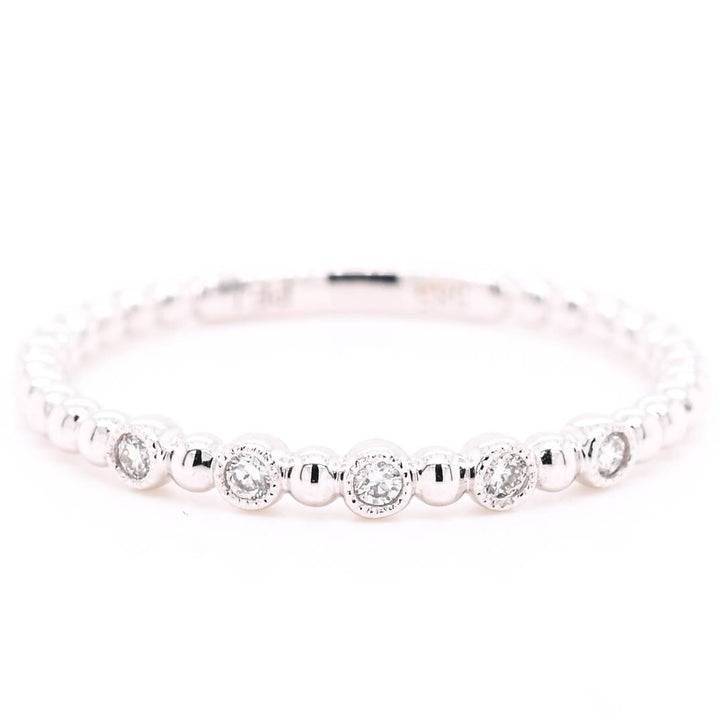 Graziella 14KT White Gold 0.05CTW Diamond Ring - Size 6.5