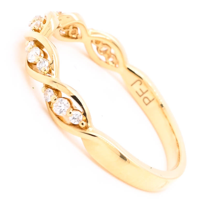 Graziella 18KT Yellow Gold 0.14CTW Diamond Ring - Size 6.5