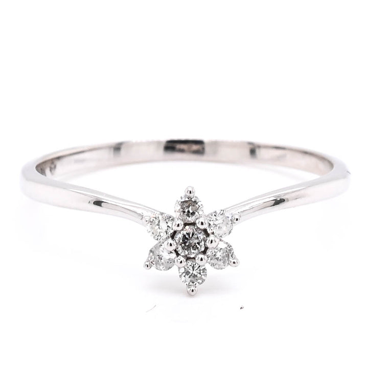 Graziella 10KT White Gold 0.11CTW Diamond Star Ring - Size 6.75