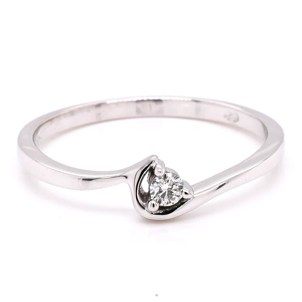 Graziella 10KT White Gold 0.05CTW Diamond Ring - Size 6.5