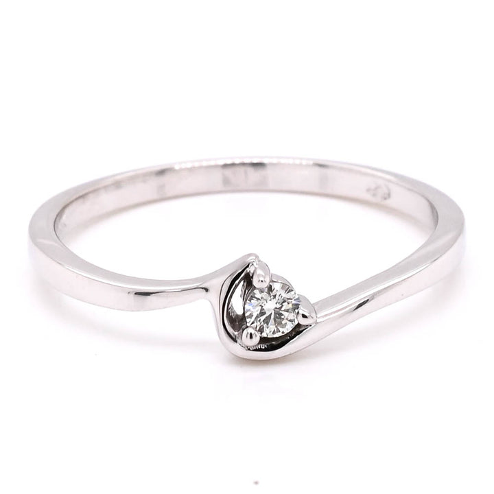 Graziella 10KT White Gold 0.05CTW Diamond Ring - Size 6.5