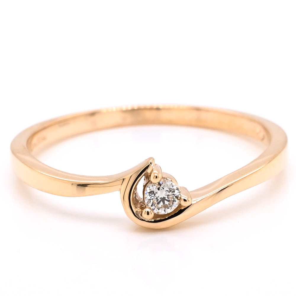 Graziella 10KT Yellow Gold 0.05CTW Diamond Ring - Size 6.5