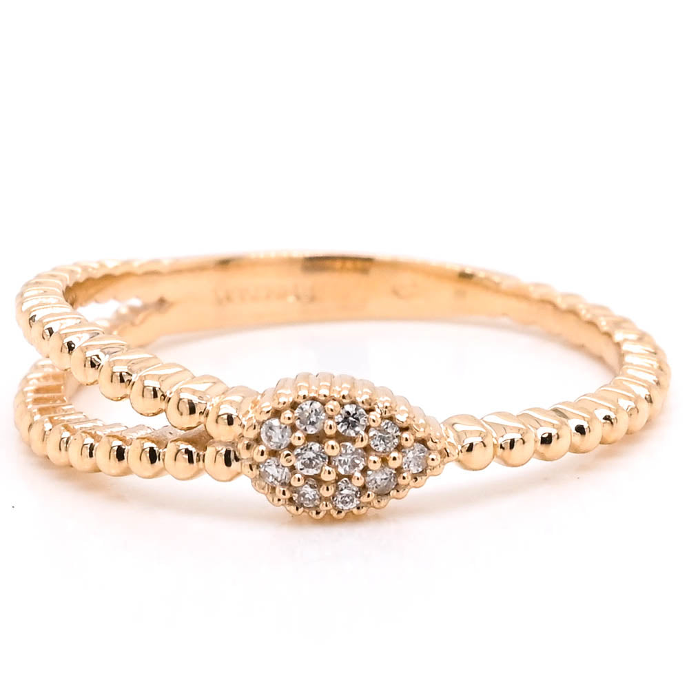 Graziella 10KT Yellow Gold 0.05CTW Diamond Ring - Size 6.5