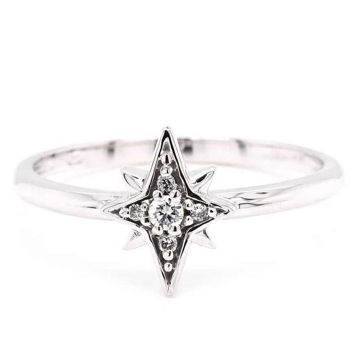Fire &amp; Ice 10KT White Gold 0.04CT Canadian Diamond Star Ring.
