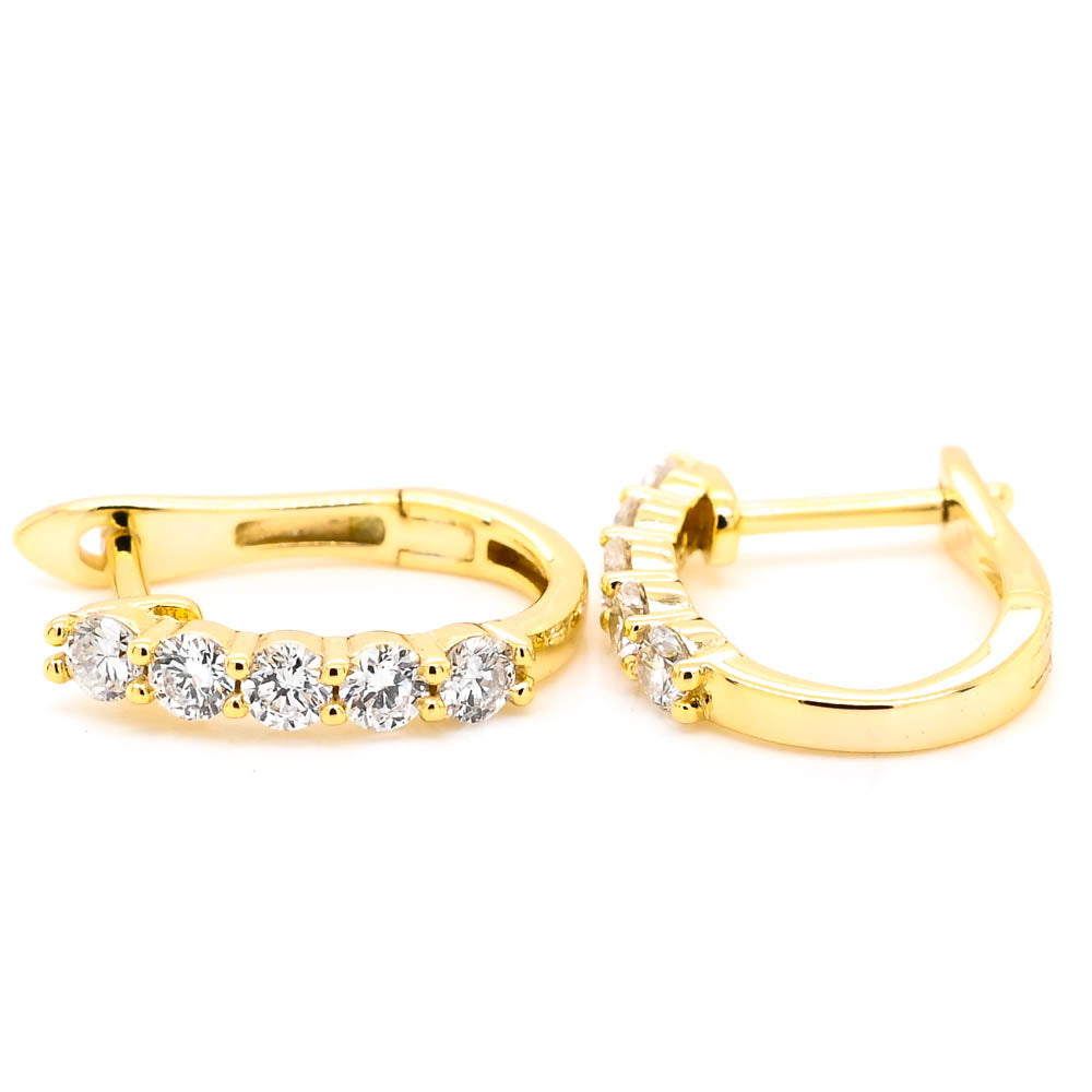 Graziella Sterling Silver Gold Vermeil 0.32CTW Lab-Grown Diamond Huggie Earrings