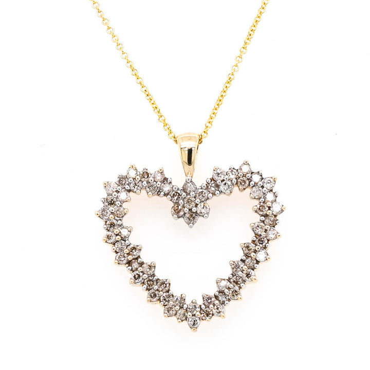 Graziella 10KT Yellow Gold 18" 0.95CTW Diamond Heart Necklace.

Pend