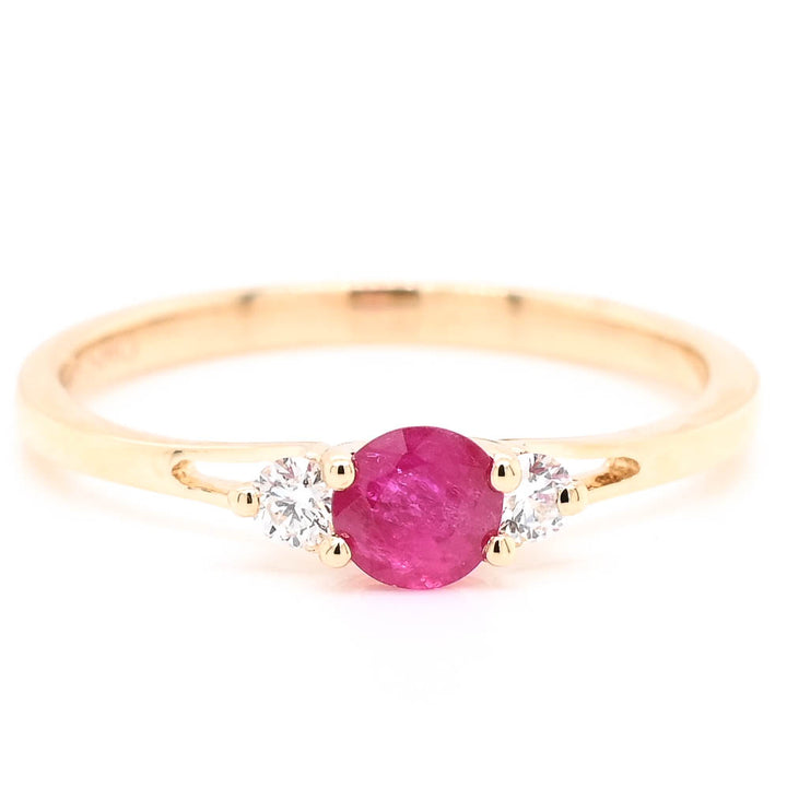 Graziella 14KT Yellow Gold 0.38CT Round Ruby &amp; Diamond Ring - Size 6