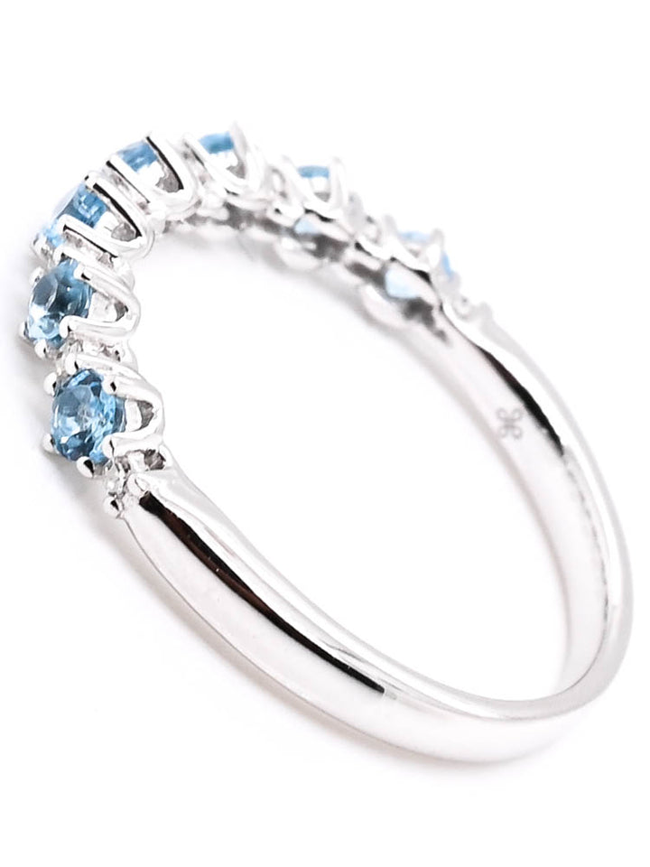 Graziella 10KT White Gold 0.60CTW Blue Topaz &amp; Diamond Band - Size 7