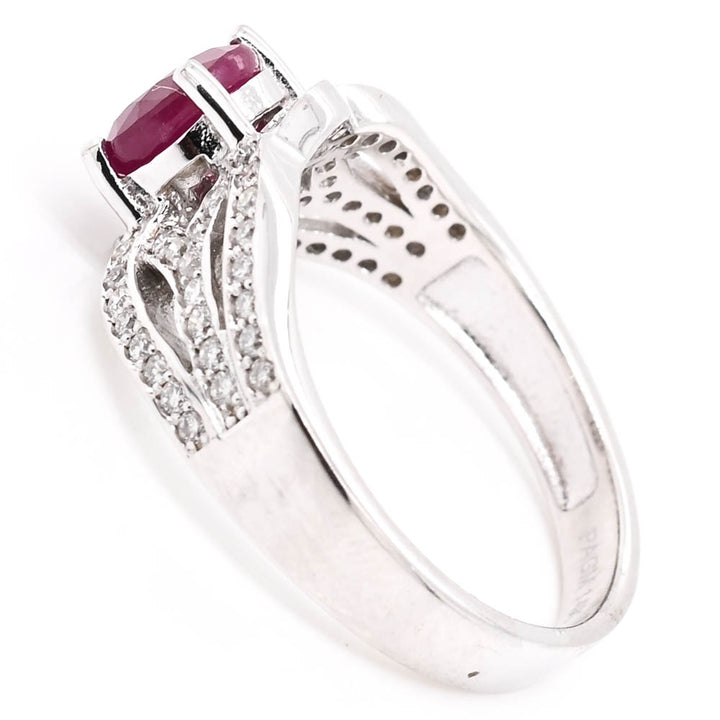 Graziella 14KT White Gold 0.90CT Ruby &amp; Diamond Ring - Size 6.25