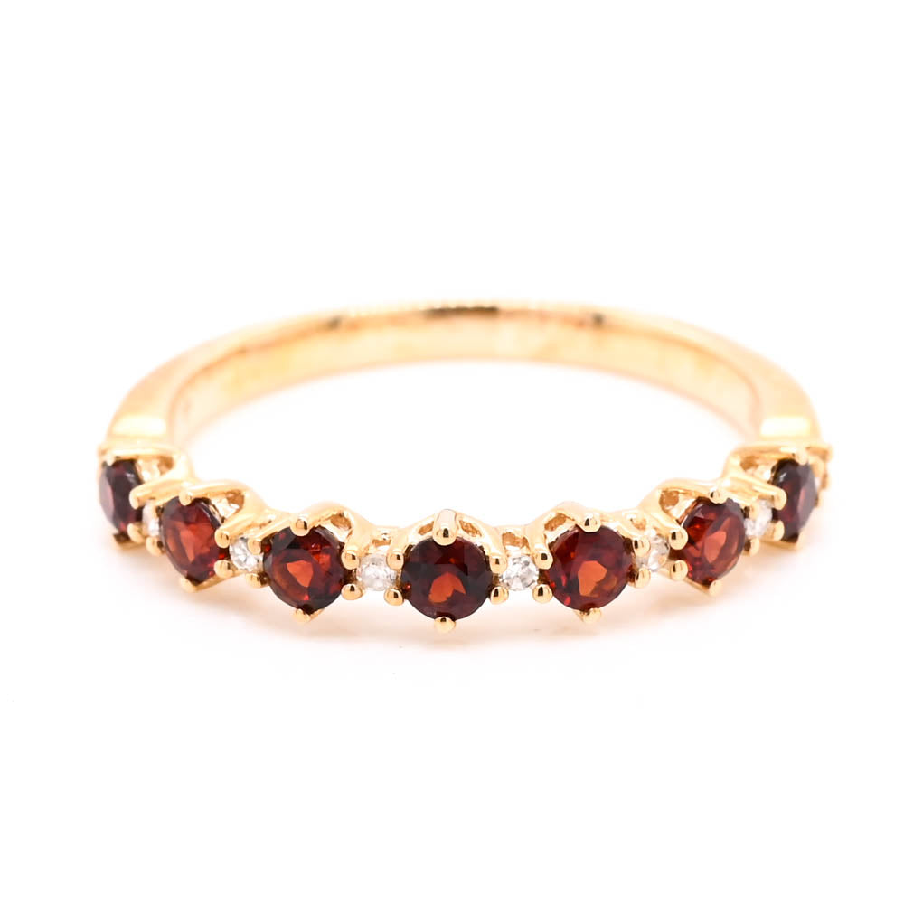 Graziella 10KT Yellow Gold 0.55CTW Garnet &amp; Diamond Band - Size 7