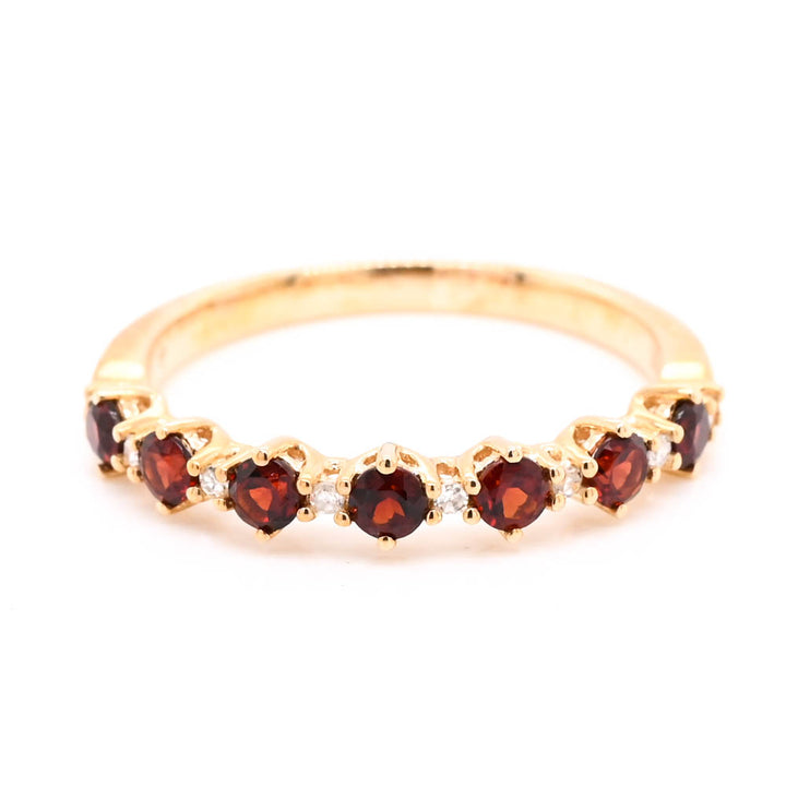 Graziella 10KT Yellow Gold 0.55CTW Garnet &amp; Diamond Band - Size 7