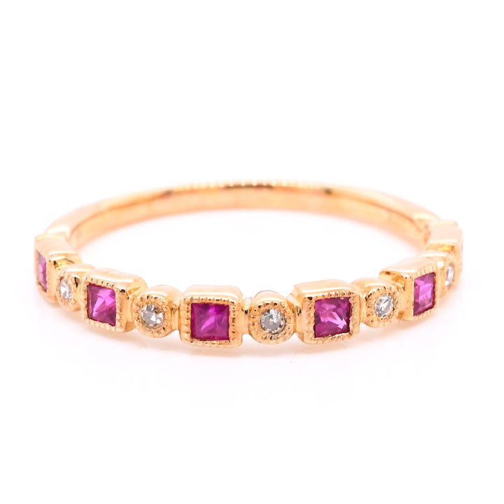 Graziella 10KT Yellow Gold 0.27CTW Ruby &amp; Diamond Ring - Size 7