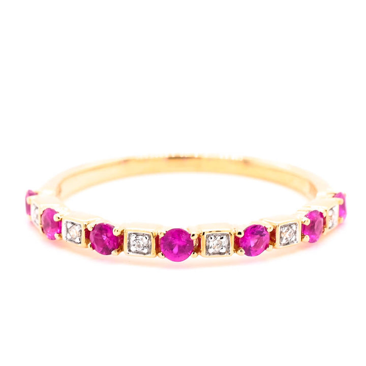 Graziella 10KT Yellow Gold 0.35CTW Ruby &amp; Diamond Ring - Size 7