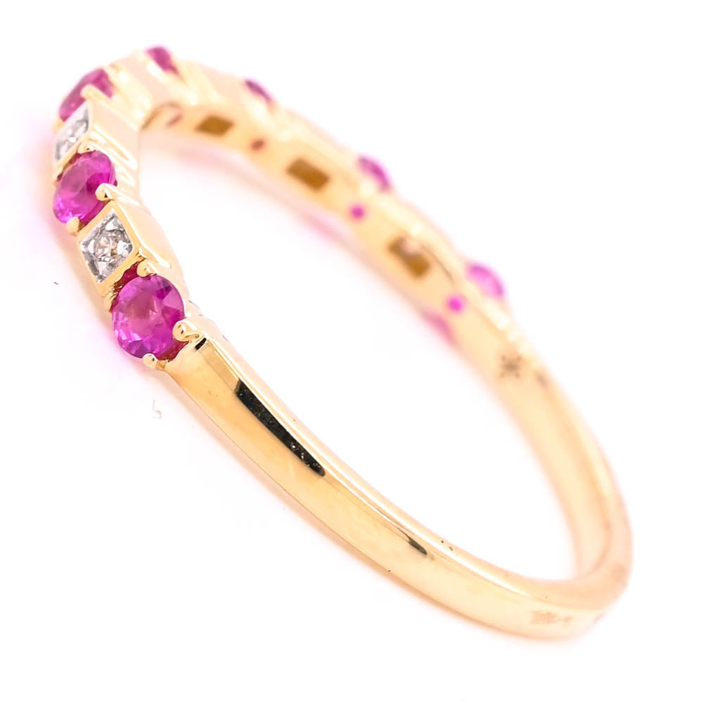 Graziella 10KT Yellow Gold 0.35CTW Ruby &amp; Diamond Ring - Size 7
