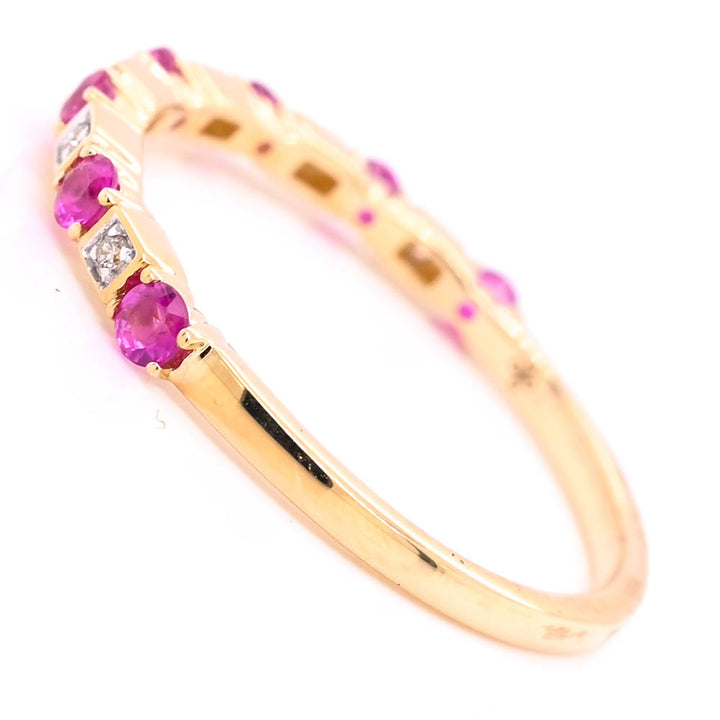 Graziella 10KT Yellow Gold 0.35CTW Ruby &amp; Diamond Ring - Size 7
