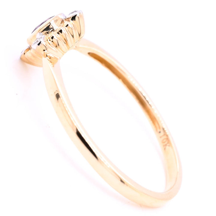 Graziella 10KT Yellow Gold 0.25CTW Amethyst &amp; Diamond Ring - Size 7
