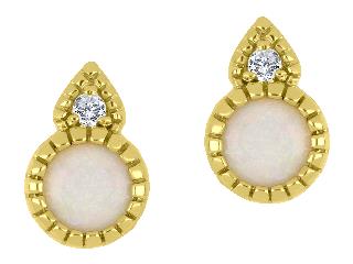 Fire &amp; Ice 10KT Yellow Gold 18" Opal &amp; Canadian Diamond Earrings