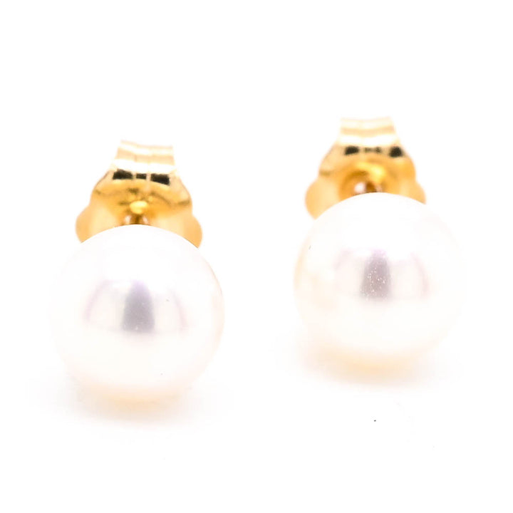 Graziella 14KT Yellow Gold 6mm Freshwwater Pearl Stud Earrings