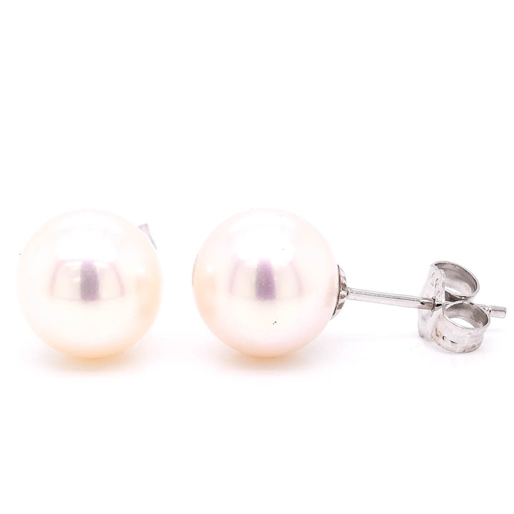 Graziella 14KT White Gold 9mm Freshwater Pearl Stud Earrings