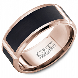 Carlex 14KT Rose Gold &amp; Enamel Wedding Band.