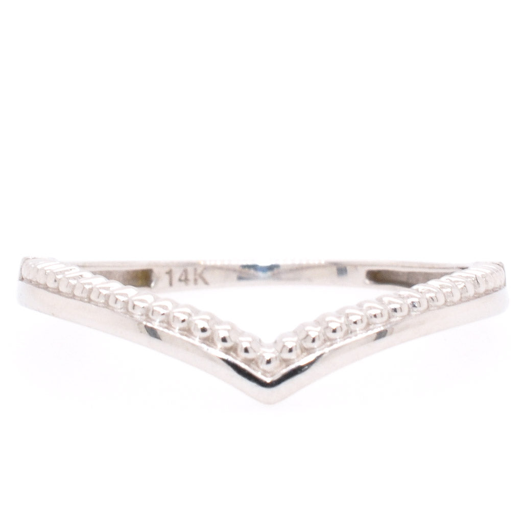 Belle &amp; Jules 14KT White Gold Beaded Chevron Ring.