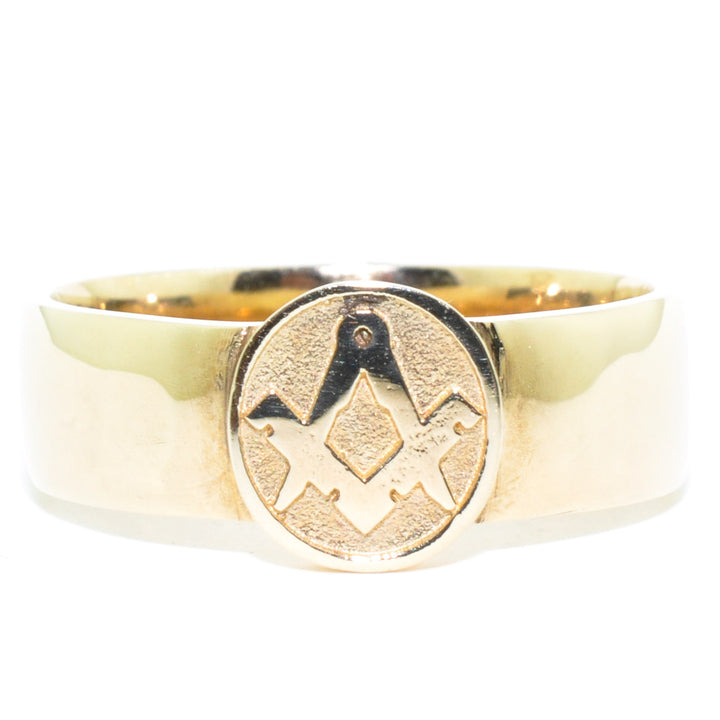 Graziella 10KT Yellow Gold Masonic Ring - Size 13