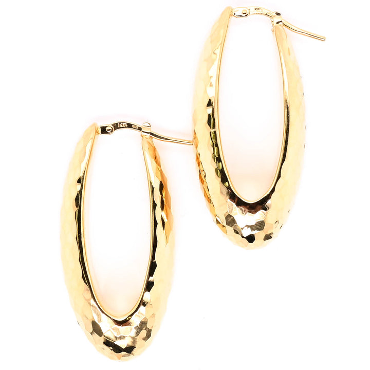 Graziella 14KT Yellow Gold Oval Large Hoop Earrings