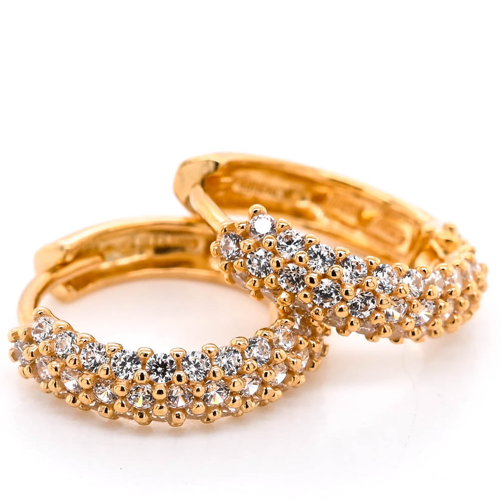 Graziella 10KT Yellow Gold 14.5mm Cubic Zirconia Huggie Earrings