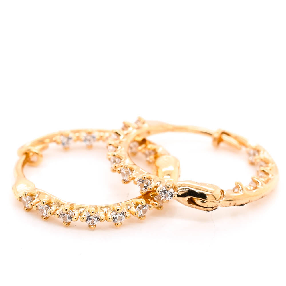 Graziella 10KT Yellow Gold 21.5mm Cubic Zirconia Huggie Earrings