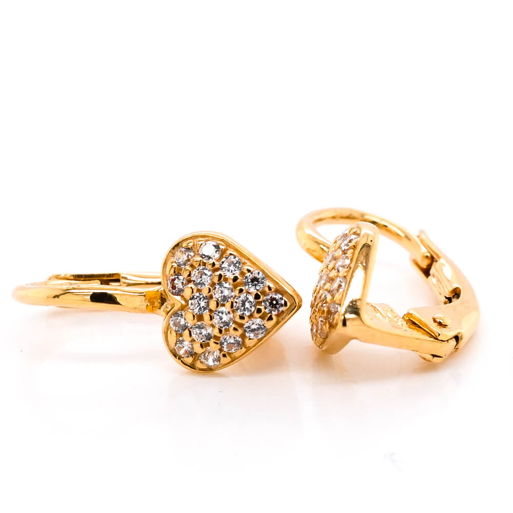 10KT Yellow Gold C.Z Leverback Earrings.