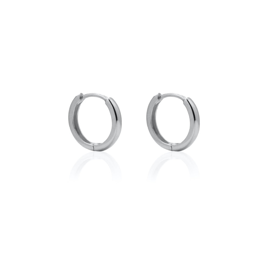 10KT White Gold Polished 10mm Huggies Earrings.