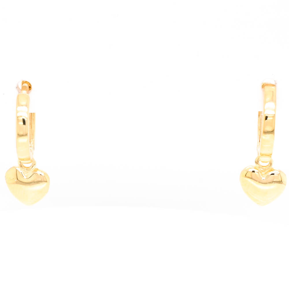 Graziella 10KT Yellow Gold 13mm Heart Drop Huggie Earrings