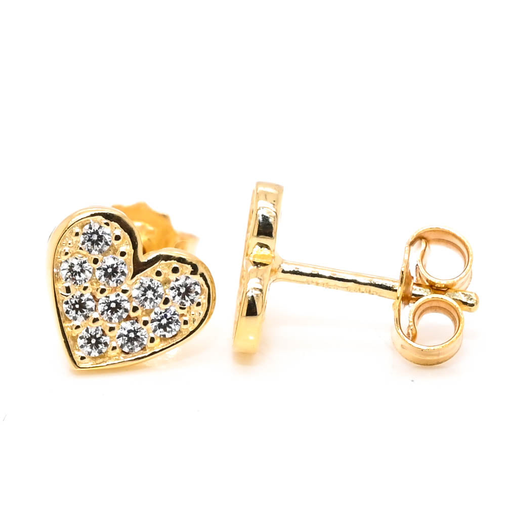 Graziella10KT Yellow Gold C.Z Heart Stud Earrings.