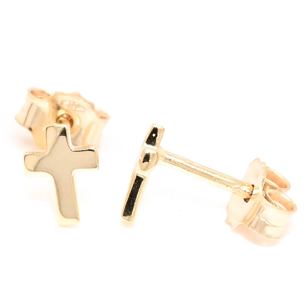 Graziella 10KT Yellow Gold Cross Stud Earrings