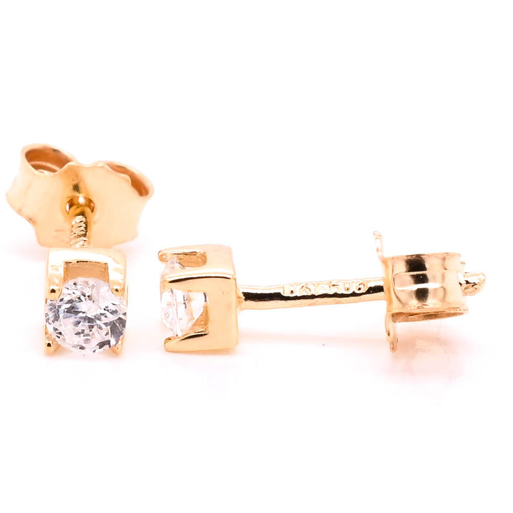 Graziella 10KT Yellow 4mm Cubic Zirconia Stud Earrings