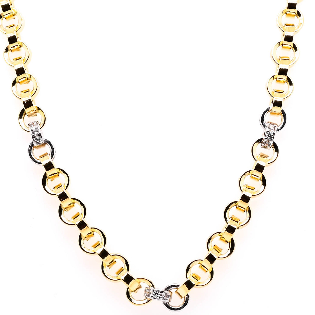 14KT Yellow Gold 18" 6.5mm C.Z Link Necklace.