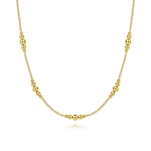GABRIEL&amp;CO 14KT Yellow Gold 17.5 Graduated Bujukan Beads Station Necklace