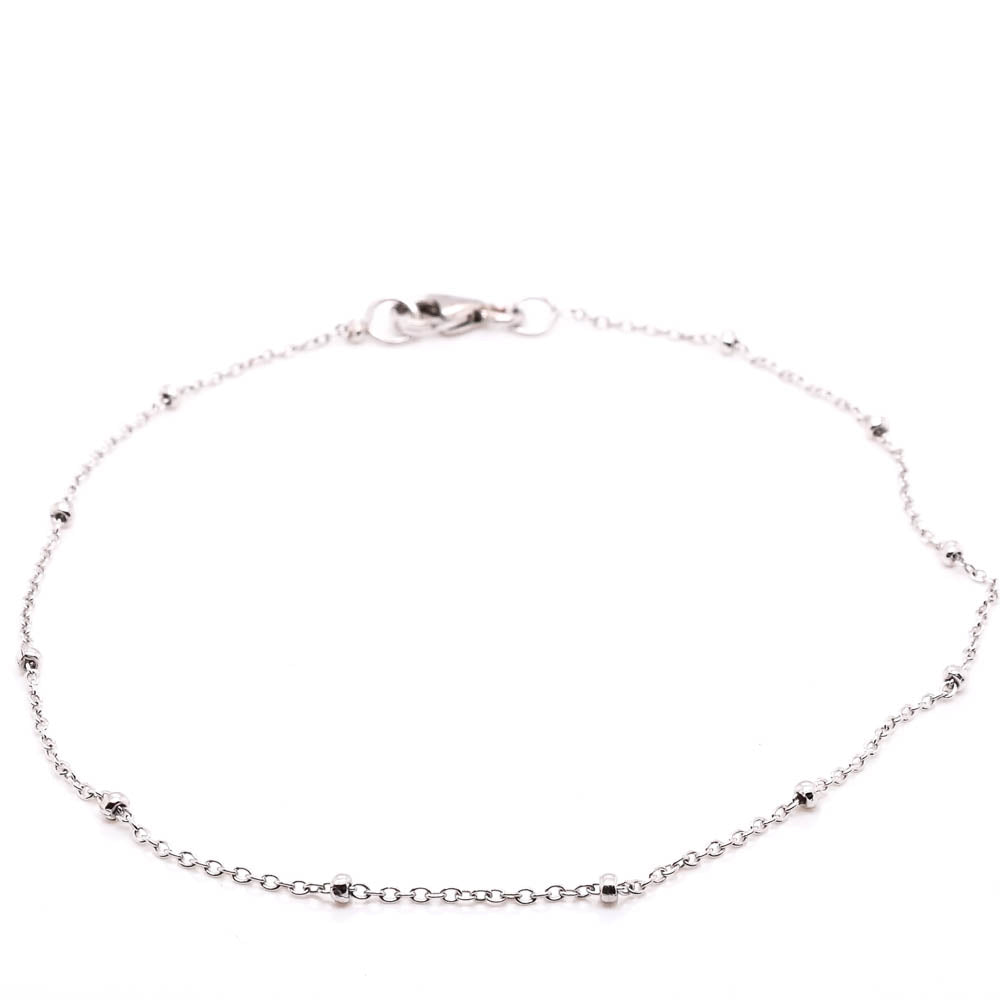 Graziella 10KT White Gold 8 0.5mm Bead Bracelet