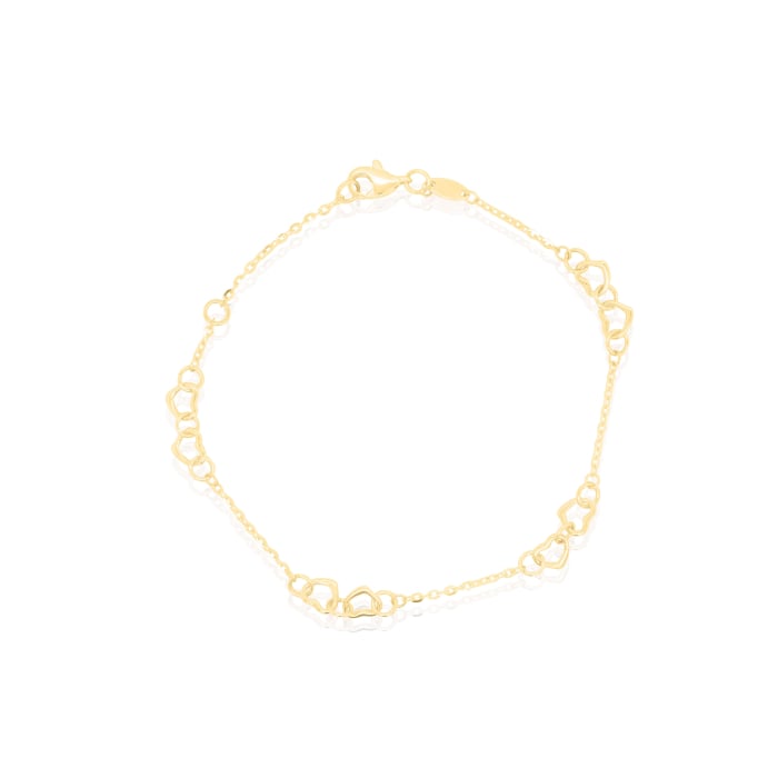 Graziella 10KT Yellow Gold 7.5 Linked Heart Bracelet