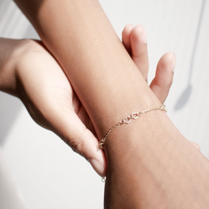 Graziella 10KT Yellow Gold 7.5 Linked Heart Bracelet