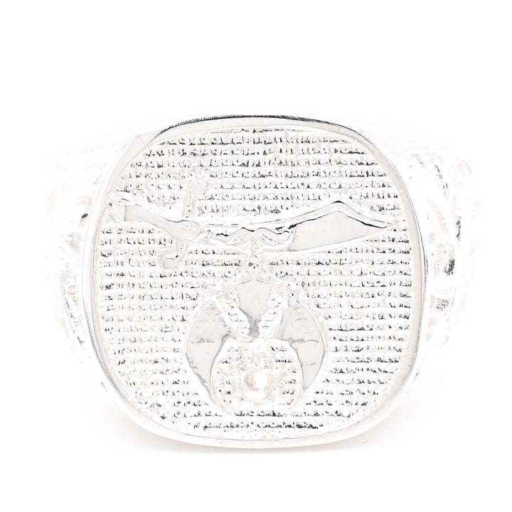 Sterling Silver Cushion Shape Shriners Ring.
