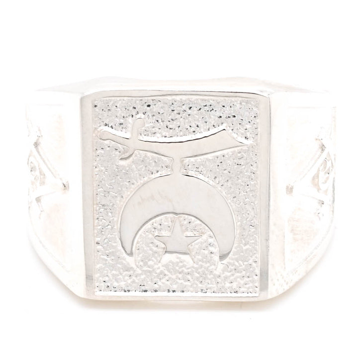 Sterling Silver Square Shriners Masonic Ring.