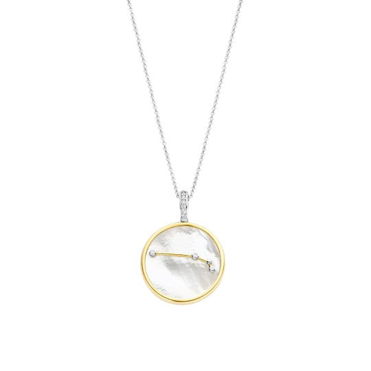 TI SENTO 18 Silver &amp; Gold Plated Mother-of-Pearl Aries Zodiac Necklace